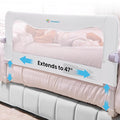 TotCraft MiniFlex Adjustable Length & Height Bed Rail for Toddlers – 35.5″ or 47″ Two Fixed Lengths,Fits Twin, Full & Queen Beds – 14 Height Levels – ASTM Certified Safety Guard Rail for Kids (White)