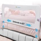 TotCraft MiniFlex Adjustable Length & Height Bed Rail for Toddlers – 35.5″ or 47″ Two Fixed Lengths,Fits Twin, Full & Queen Beds – 14 Height Levels – ASTM Certified Safety Guard Rail for Kids (White)
