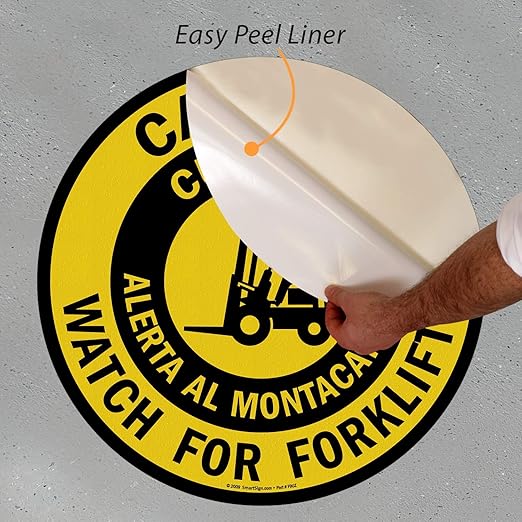SmartSign “Caution - Watch for Forklifts” Bilingual Anti Slip Adhesive Floor Sign | 24" x 24"