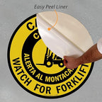 SmartSign “Caution - Watch for Forklifts” Bilingual Anti Slip Adhesive Floor Sign | 24" x 24"