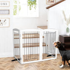 Dog Fence Indoor - 2-Panel Freestanding Dog Gate for Doorways, Hallways, House or Stairs -40x32-Inch Retractable Foldable Expandable Wood Pet by SFJC (White)