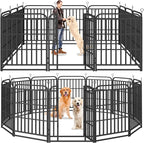 Heavy Duty Dog Playpen: 12 Steel Panels 40" Height, Square Steel Pipe with Reinforced Crossbars, 27FT 57 Sq.ft Portable Fence for Yard RV Camping, Snowy Black