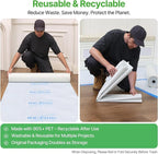 39" x200' Heavy-Duty Floor Protection | Construction Grade Carpet Protector | Drop Cloth Plastic Film for Hardwood Floors | Waterproof Painters Covering with No Residue(Ice Blue)