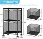 Rolling File Cart with 2 Storage Drawers, File Cabinet with Wheels, Hanging File Folder Organizer, Under Desk Storage, Printer Stand Utility Cart Filing Cabinet for Home Office,Black