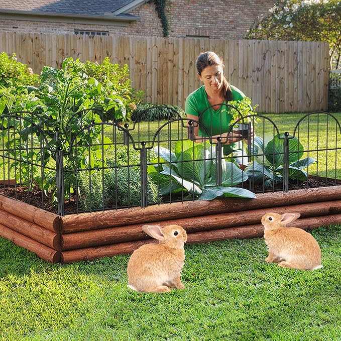 Garden Fence, 22 in(H) x 21 ft(L) Arched Rustproof Metal No Dig Fence Garden Fence Border, Ground Stake Animal Barrier Fence for Rabbit Dog, Outdoor Landscape Decor for Yard & Patio,19 Pack