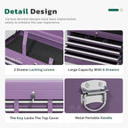 Greenvelly 8-Drawer Rolling Tool Chest, Metal Tool Chest with Wheels, Tool Cabinet with Detachable Top Tool Box, Metal Tool Cart with Liner & Hooks for Garage, Workshop, Warehouse (Purple)