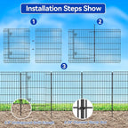 INJOPEXI Decorative Garden Fence 6 Panels 13ft (L)×36in (H) Metal Garden Fences with 5 Panels + 1 Gate, Animal Barrier Rabbit Fence Rustproof Wire Temporary Dog Fencing Outdoor for Yard Lawn Patio