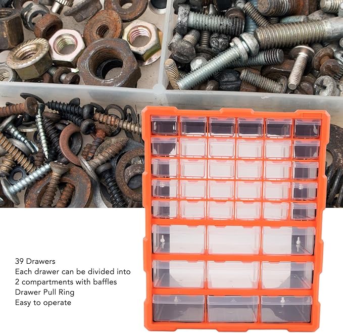 Nuts and Bolts Organizers and Storage,Parts Organizer,39 Drawer Organiser DIY Tool Bits Plastic Storage Units Workshop Screws and Small Parts Cabinet for Home Crafts
