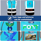 BeautyWill Custom Safety Vest Customized Logo Class 2 High Visibility Reflective Vest with Pockets Construction workwear