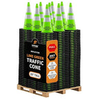Xpose Safety 28" Lime Traffic Cones 6" & 4" Reflective Collar - Bulk Full Pallet 297 Pack - Premium PVC Safety Cone for Parking, Caution, Construction, Road Crews, Emergency Vehicle - DOT Approved