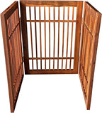 Pet Dog Gate Strong and Durable Freestanding Folding Acacia Hardwood Portable Wooden Fence Indoors or Outdoors by Urnporium (Brown Pet Gate, 3 Panel 24" Tall)