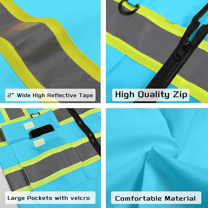 Custom Safety Vest with Logo Pockets High Visibility Reflective Vests Construction Security Workwear