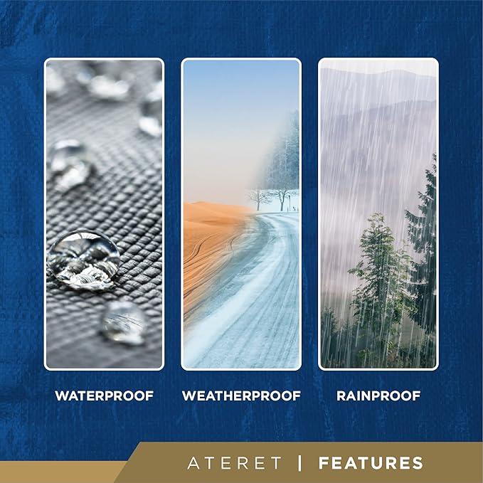 ATERET Multi-Purpose Blue Tarp Cover I Waterproof, 5-Mil Thick Plastic Poly with Grommets Eyes for Secured Tie Down I Great Idea Use for Roof, Camping, Patio, Canopy, Boat, Tent & Camping (24' x 36')