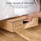 Best Choice Products Under Bed Storage Containers W/Lid, Wheels and Handles, 2-Pack Large Handwoven Water Hyacinth Closet Organizer, Shoe Storage Bins, Multi-Purpose Nesting Baskets - Natural