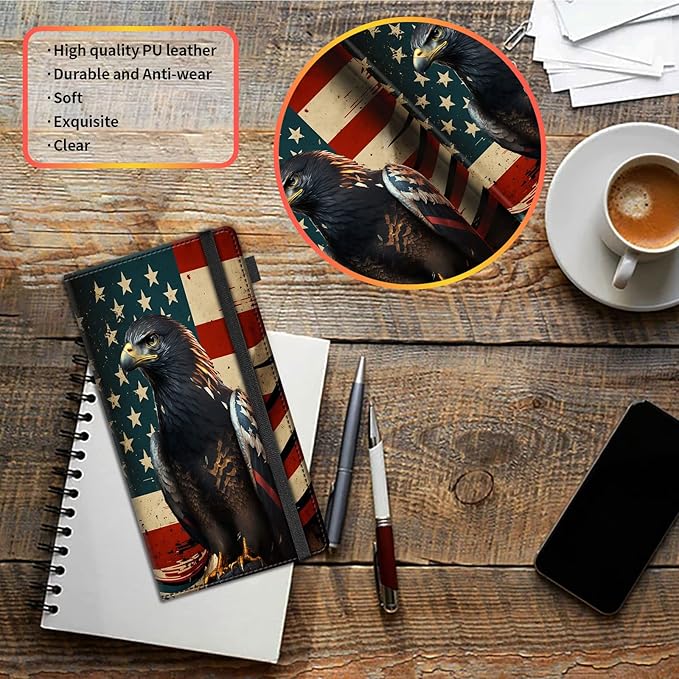 Car Registration and Insurance Holder,Leather Vehicle Glove Box Organizer Wallet for Document,Perfect for any Car,Truck,Motorcycle,Driver License,Trailer or Boat,Men & Women,American Flag-9 Eagle
