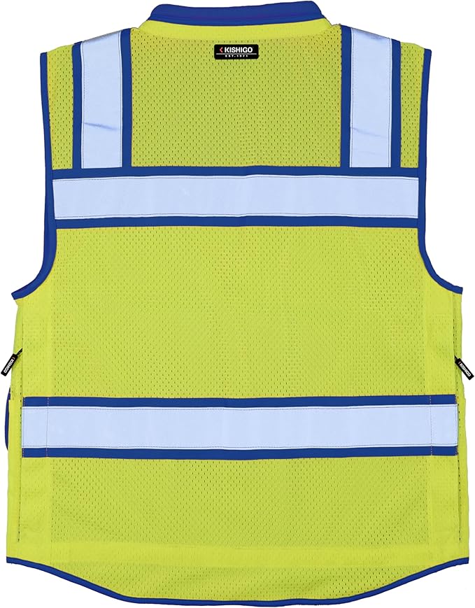 Kishigo Men's High Visibility Reflective Color Contrast Performance Surveyors Vest S5042