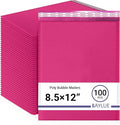 Hot Pink 8.5x12 Inch Poly Bubble Mailers #2 |Self Seal Padded Envelopes | Air Cushioned Bubble Mailer | Usable Size 8.5x11 Inch | 100 Pack Bulk | Waterproof | Lightweight Mailing Shipping Bags