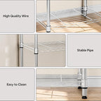 M MZG 3-Tier Metal Wire Shelving Rack with Wheels – Chrome 11.8"D x 17.7"W x 28.8"H