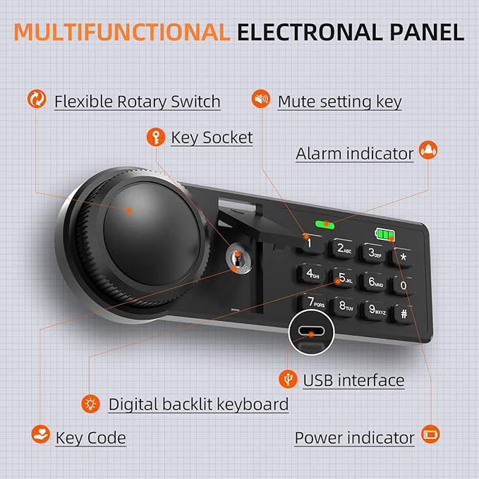 XDeer 71-Key Safe Wall Mount with Advanced Anti-Theft & LED Light, Key Cabinet with Combo & Key Lock for Hotels, Offices & Car Dealerships