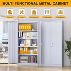 Greenvelly Metal Garage Storage Cabinet with 2 Doors and 4 Adjustable Shelves, 72”H Steel Lockable Storage Cabinet,Tall Metal Cabinet Locking File Cabinet for Office,Home, Garage, Gym, School