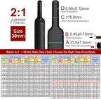 Chanzon 2:1 Ratio - 80Ft Roll - 1-1/4" (30mm) Heat Shrink Tubing 2:1(25M Total Length) Black Polyolefin Sleeving Wrap Shrinking 2 to 1 1pcs