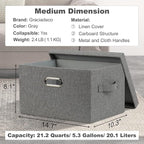 Medium 15" 21 Quart Collapsible Stackable Storage Bins with Lids, 5 Packs Grey Foldable Fabric Closet Boxes Heavy-duty Linen Cube Baskets Container for Bedroom Office (15 x 11 x 8)