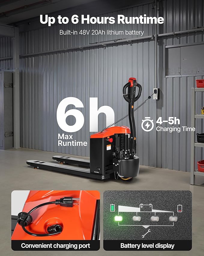 VEVOR Electric Pallet Jack, 4400 lbs Load Capacity, Lithium Battery Powered Pallet Jack Truck with 48L x 27W Inch Forks for Material Handling, Suitable for Warehouse, Supermarket, Manufacturing