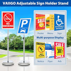 6Packs Floor Standing Sign Holder Stands for Display 8.5x11Inch Pedestal Poster Sign Stand, Adjustable Sign Holder Stand for Vertical & Horizontal View Sign Display Stand, Silver