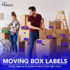 Perco Purple 3x5 Inch Perforated Sticker Labels — 150 Stickers/Roll — with Permanent Adhesive for Inventory Management, Color Coding, Moving Boxes, Retail, Organizing, Crafting & More — Made in USA