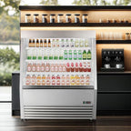 Wilprep Commercial Display Refrigerator, 47" Open Air Merchandiser with 16 cu. ft. Volume LED Lighting Night Curtain, Grab and Go Display Refrigerator Showcase for Store Cafe Bar Shop