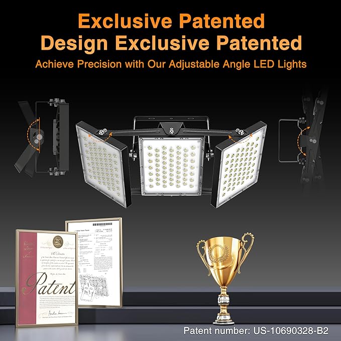 2025 Elite New Upgraded LED Flood Light Outdoor 300W 45000lm Stadium Flood Lights, 5000K IP66 Waterproof Adjustable Adjustable Floodlight for Street, Parking Lot