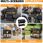 3 Tier Tool Cart on Wheels with Drawers - Three Tier Rolling Cart with Lockable Storage - Mechanic Tool Chest - Tool Chest with Wheels Used in Garage, Indoors, Workshop (Black)
