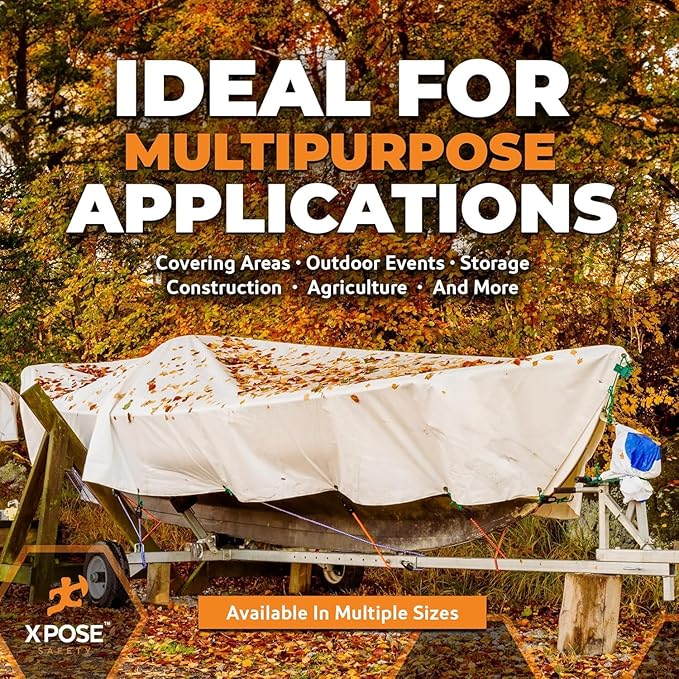Heavy Duty White Poly Tarp 30' X 30' - Bulk Half Pallet (22 Pack) - Multipurpose Protective Cover - Durable, Weather Proof & Tear Resistant - 12 Mil Thick Polyethylene - by Xpose Safety