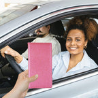 Car Registration and Insurance Holder, Leather Magnetic Shut Vehicle Glove Box Organizer for Document, Card, Driver License, Glitter Pink