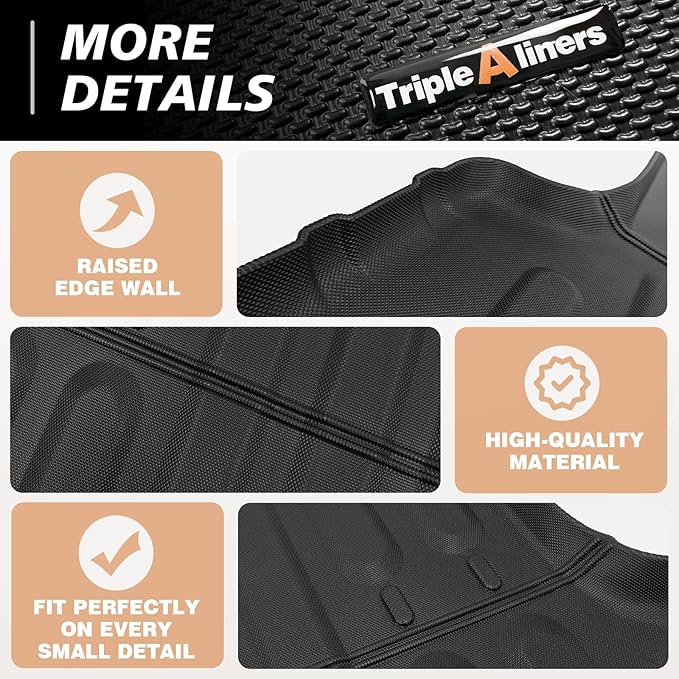 TripleAliners Truck Bed Mat Compatible with 2019-2024 2025 2026 Ram 1500 Accessories 6'4" Vehicle Perfectly Flush All Weather Protection TPE Heavy Duty Pickup Car Bed Cargo Mat