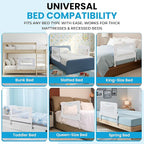 TotCraft MiniFlex Adjustable Length & Height Bed Rail for Toddlers – 35.5″ or 47″ Two Fixed Lengths,Fits Twin, Full & Queen Beds – 14 Height Levels – ASTM Certified Safety Guard Rail for Kids (White)