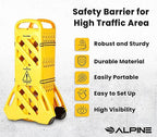 Alpine Commercial Safety Barriers, 13 Foot Expandable Mobile Barricade System - Folding Portable Barrier, Traffic Barricade Fence, Plastic Barricade for Construction, Traffic Control, Driveway Gate