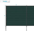 Patio 5' x 40' Outdoor Privacy Screen Freestanding Temporary Fence Panels Net Cover with Metal Poles for Outside Backyard Pool Garden Air Conditioner Fencing, Green