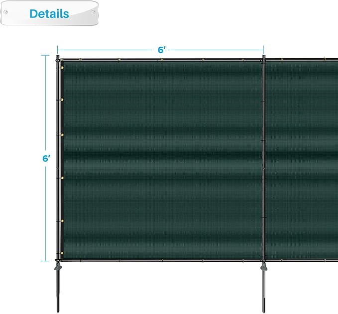Patio 6' x 148' Outdoor Privacy Screen Freestanding Temporary Fence Panels Net Cover with Metal Poles for Outside Backyard Pool Garden Air Conditioner Fencing, Green