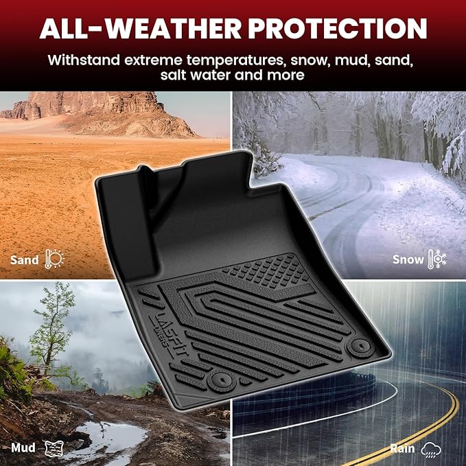 LASFIT Floor Mats & Backrest Mats & Cargo Mat for Kia Carnival Hybrid 2026 2025 (Only Fit Hybrid & 8 Seats), All Weather TPE Custom Fit Floor Liners Full Set Car Mats Trunk Mat Accessoires, Black