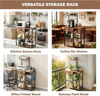 Kitchen Bakers Rack,Microwave Stand with Storage,Adjustable 6 Tier Coffee Bar Staion,Free Standing Bakers Rack with Drawer and Hooks,Kitchen Appliance Storage Shelf for Spices,Pots