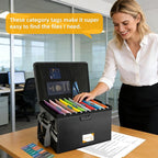 Deluxe Pro Large Next of Kin Box Organizer with 50-Page Family Document Guide, Fireproof Foldable File Organizer with Combination Lock, 10 Hanging Files and 115 Category Labels (15.7"L×12.2"W×10.6"H)