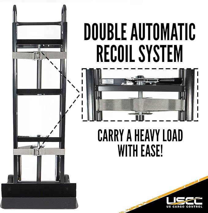 US Cargo Control Appliance Trucks (16-Pack) - Industrial Steel Appliance Hand Truck, 1,200 LBS. Capacity, with Double Auto Recoil Strap Systems & Stair Climbers - Heavy Duty Appliance Dolly