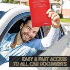 Andalus Auto Registration & Insurance Card Holder Pack of 2, Waterproof Essential Car Registration Holder with Hook & Loop Closure, Perfect for Every Vehicles Glove Boxes (Red - 9.5" x 5.15")