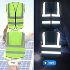 Reflective Safety Vest for Men Women with 5 Pockets and Zipper Front High Visibility