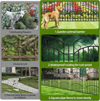 8 Panels 40in(H) Decorative Garden Fence, Total 18ft L Heavy Duty Iron Metal No Dig Animal Barrier Fence, Tall Garden Border Fencing, Temporary Dog Fencing Outdoor for Yard