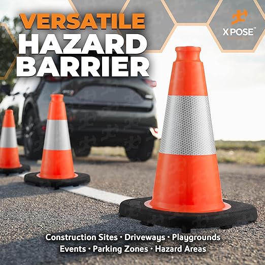 Xpose Safety 12 Inch Orange Traffic Cones - 4" Collar - Bulk Half Pallet 440 Pack - Multipurpose PVC Plastic Safety Cone for Parking, Soccer, Caution, Kids, and Construction - DOT Approved