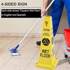 OrangeStar 8-Pack Wet Floor Caution Cones, Yellow Four Sided Bilingual Warning Message Safety Traffic Cones with Heavy Rubber Base for Indoor/Outdoor Use