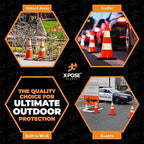 Xpose Safety 28" Orange Traffic Cones with 6" & 4" Collars, Bulk Full Pallet 297-Pack – PVC Safety Cones for Parking, Soccer, Construction, Kids & Caution – DOT Approved – Optional Stencil Available