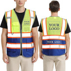 BeautyWill Custom Logo Safety Vest Class 2 High Visibility Reflective Vest for Men - Personalized Logo Team Vest
